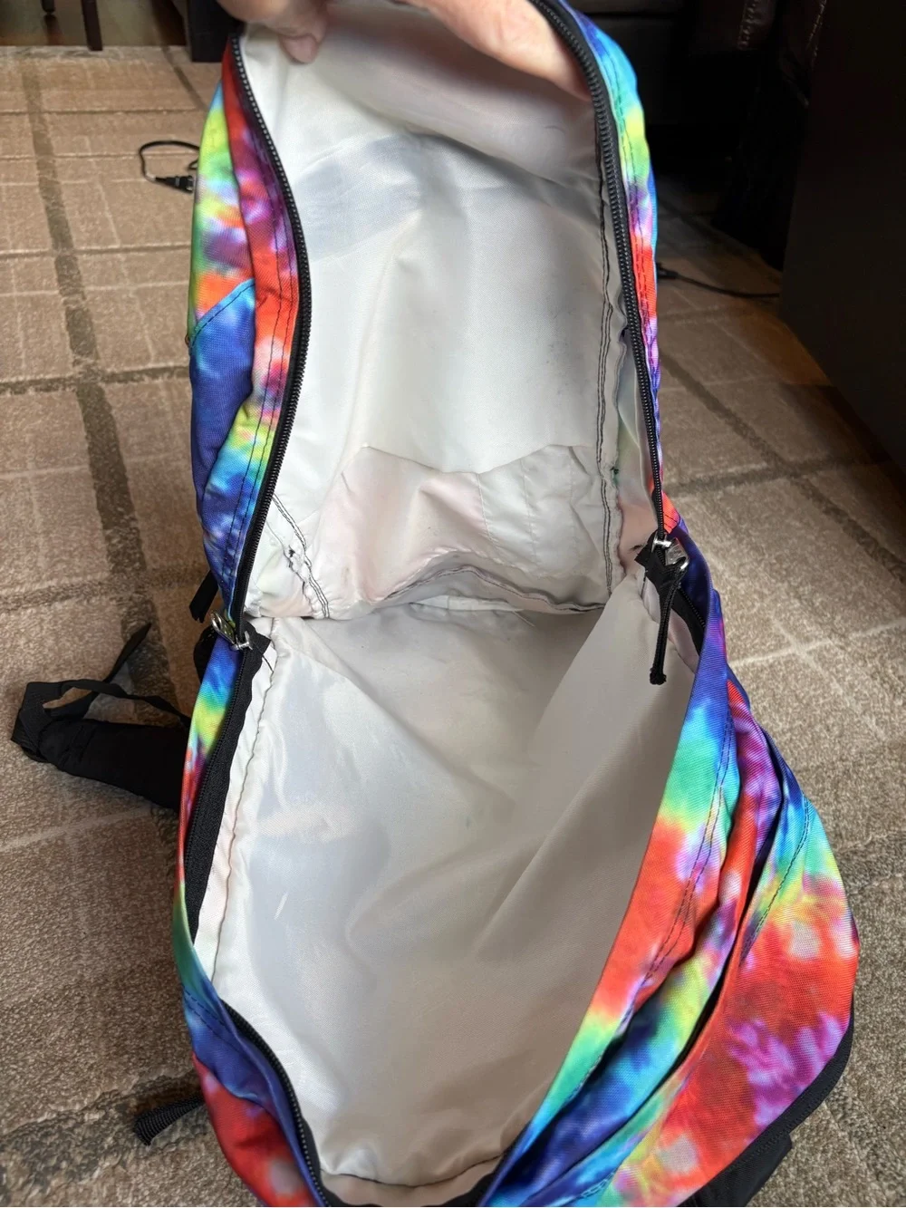 Jansport Big Student Tie-Dye Backpack Rainbow Colorful 70s Bag Laptop Padded